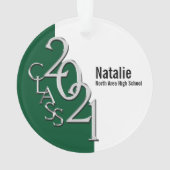 Klasse van 2021 Blauw en Zilver met Foto Ornament (achterkant)