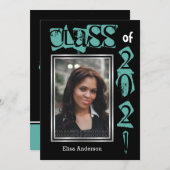 Klasse van 2021 blauwgroen tekst afstuderen foto kaart (Voorkant / Achterkant)