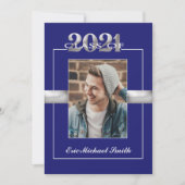 Klasse van 2021 Blue Silver Graduation Party Foto Kaart (Voorkant)