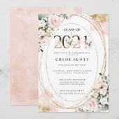 Klasse van 2021 Blush Pink Gold Afstuderen Kaart (Voorkant / Achterkant)