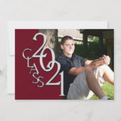 Klasse van 2021 Burgundy Photo Afstuderen Invitati Kaart (Voorkant)