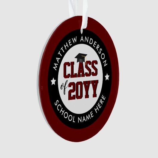 Klasse van 2021 Burgundy Red-Afstuderen Ornament (voorkant)