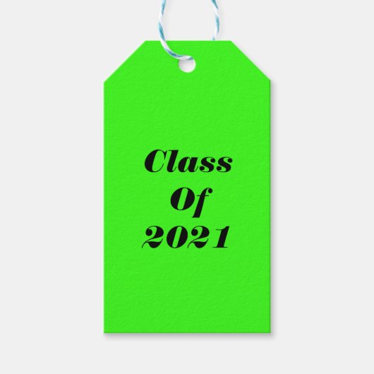 Klasse van 2021 Custom Neon Green Graduation Party Cadeaulabel (Voorkant)