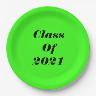 Klasse van 2021 Custom Neon Green Graduation Party Papieren Bordje