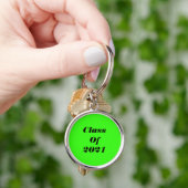 Klasse van 2021 Custom Neon Green Graduation Party Sleutelhanger (Hand)