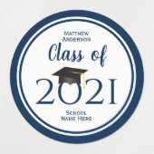 Klasse van 2021 Eenvoudig legant marineblauw Afstu Labels (Design 1)