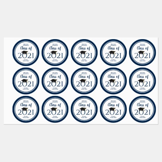 Klasse van 2021 Eenvoudig legant marineblauw Afstu Labels (Vel)