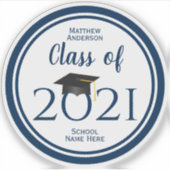 Klasse van 2021 Eenvoudig legant marineblauw Afstu Sticker (Voorkant)