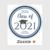 Klasse van 2021 Eenvoudig legant marineblauw Afstu Sticker (Vel)