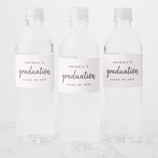 Klasse van 2021 Eenvoudige Chic Graduation Party Waterfles Etiket (Flessen)