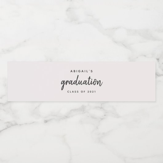 Klasse van 2021 Eenvoudige Chic Graduation Party Waterfles Etiket (Enkel label)