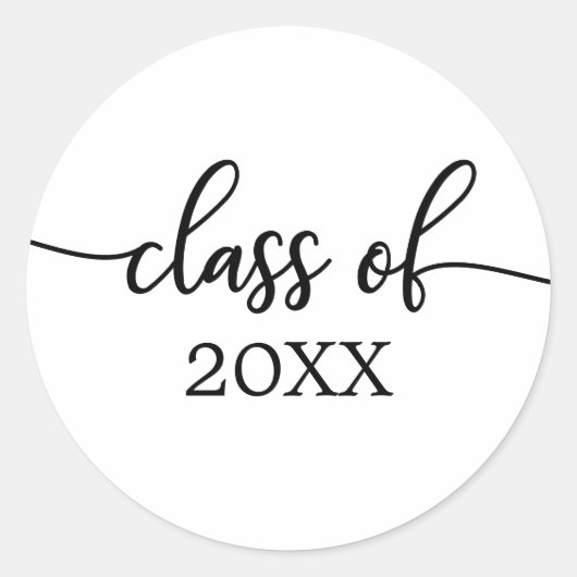 Klasse van 2021 Eenvoudige chique kalligrafie Ronde Sticker (Voorkant)