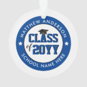 Klasse van 2021 Elegant Blue Afstuderen Afstuderen Ornament (achterkant)