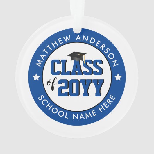 Klasse van 2021 Elegant Blue Afstuderen Afstuderen Ornament (achterkant)