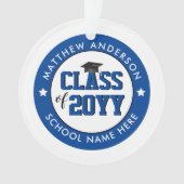 Klasse van 2021 Elegant Blue Afstuderen Afstuderen Ornament (voorkant)