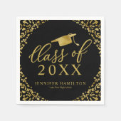 Klasse van 2021 Elegant Goud Zwart Graduation Part Servet (Voorkant)