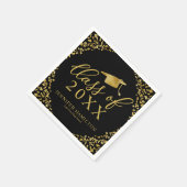 Klasse van 2021 Elegant Goud Zwart Graduation Part Servet (Hoek)