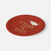 Klasse van 2021 Gold Glitter Calligraphy Red Papieren Bordje (Gekanteld)