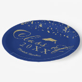 Klasse van 2021 Gold Script Graduation Party Blauw Papieren Bordje (Gekanteld)