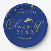 Klasse van 2021 Gold Script Graduation Party Blauw Papieren Bordje (Voorkant)
