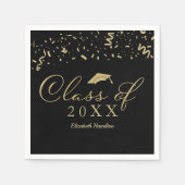 Klasse van 2021 Gold Script Graduation Party Zwart Servet (Voorkant)