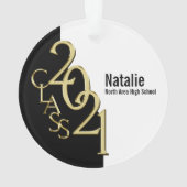 Klasse van 2021 Goud en Zwart met Foto Ornament (achterkant)