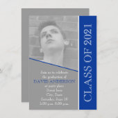 Klasse van 2021 grijs, blauw afstuderen foto kaart (Voorkant / Achterkant)