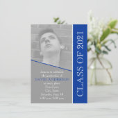 Klasse van 2021 grijs, blauw afstuderen foto kaart (Staand voorkant)