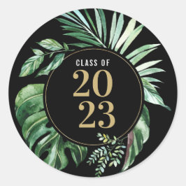 Klasse van 2021 Groen Afstuderen met tropisch lede Ronde Sticker