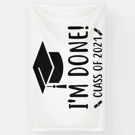 Klasse van 2021, ik ben Gereed Afstuderen Spandoek (Verticaal)