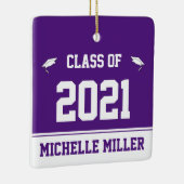 Klasse van 2021 Koninklijk Paars en Wit Afstuderen Keramisch Ornament (Rechts)