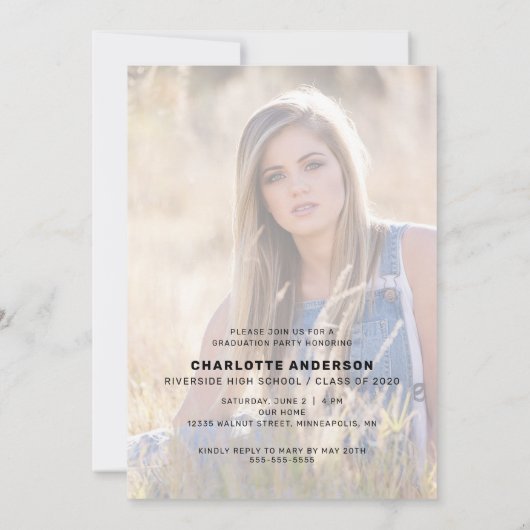 Klasse van 2021 Maroon 2 Foto Afstuderen Invitatio (Achterkant)