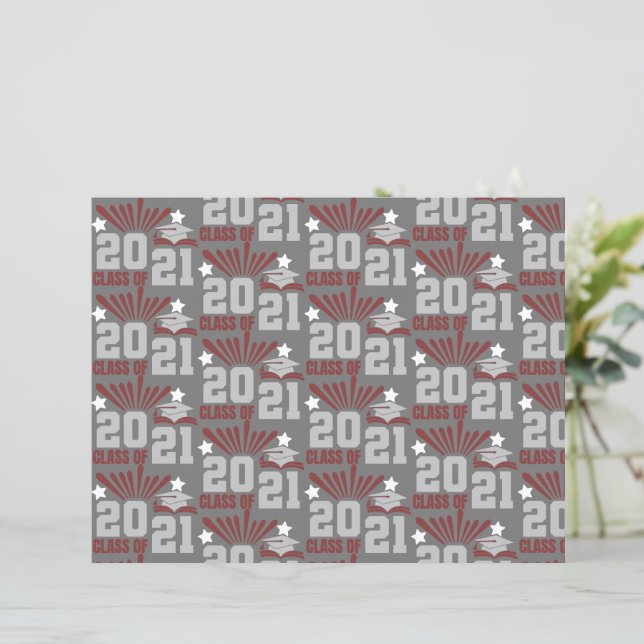 Klasse van 2021 Maroon Gray Scrapbook Paper (Staand voorkant)