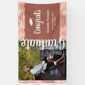 Klasse van 2021 One Photo Graduation Party Pink Spandoek (Verticaal)