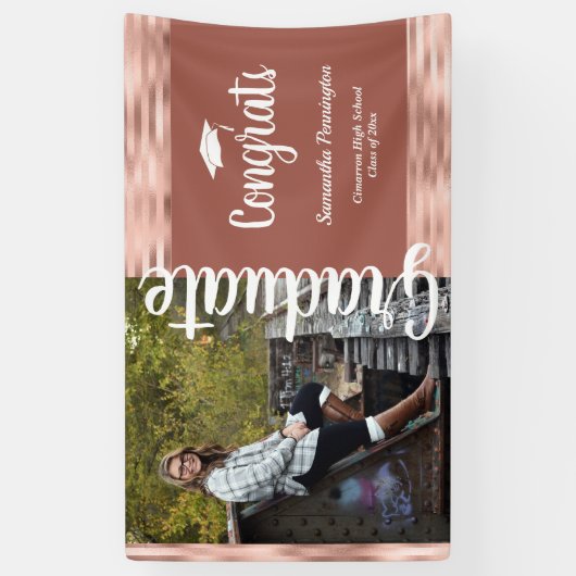 Klasse van 2021 One Photo Graduation Party Pink Spandoek (Verticaal)