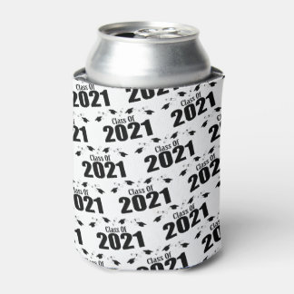 Klasse van 2021 Petten en diploma's (zwart) Blikjeskoeler