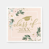 Klasse van 2021 Pink Blush Bloemen Graduation Part Servet (Voorkant)