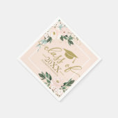 Klasse van 2021 Pink Blush Bloemen Graduation Part Servet (Hoek)