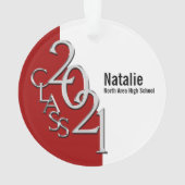 Klasse van 2021 Rood en Zilver met Foto Ornament (achterkant)