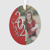 Klasse van 2021 Rood en Zilver met Foto Ornament (voorkant)