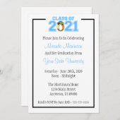 Klasse van 2021 Uitnodiging tot Afstuderen (blauwe (Voorkant / Achterkant)