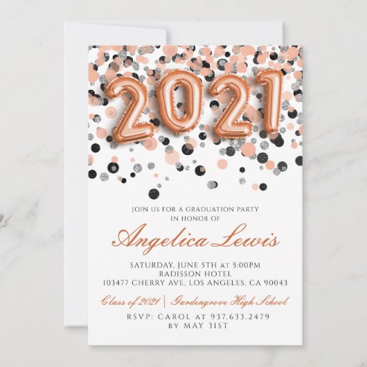 Klasse van 2021 Uitnodiging voor afstudeerfeest (Voorkant)