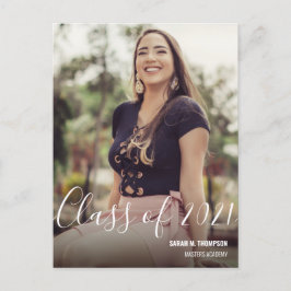 Klasse van 2021 Vrouw Afstuderen Fotonaam Aankondigingskaart