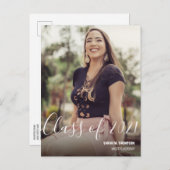 Klasse van 2021 Vrouw Afstuderen Fotonaam Aankondigingskaart (Voorkant / Achterkant)