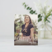 Klasse van 2021 Vrouw Afstuderen Fotonaam Aankondigingskaart (Staand voorkant)