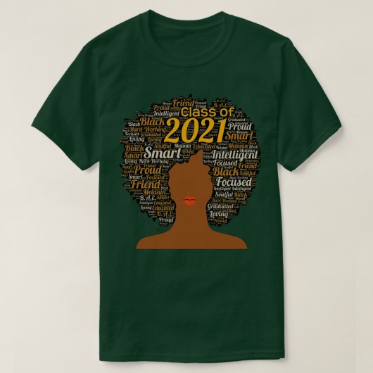 Klasse van 2021 Woorden in de Afro Art T-shirt (Design voorkant)
