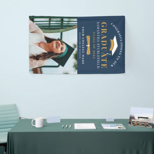 Klasse van 2022 Afstudeerder Photo Gold Black Afst Spandoek (Beurs)