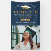 Klasse van 2022 Afstudeerder Photo Gold Black Afst Spandoek (Verticaal)