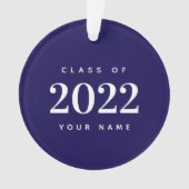 Klasse van 2022 Afstuderen blauw en witte kerst Ornament (voorkant)