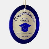 Klasse van 2022 Afstuderen Blue Gold Photo Keramisch Ornament (Rechts)